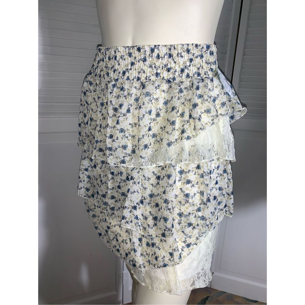 NWT Maurices Floral Cottagecore Chiffon‎ Layered Lace Mini Skirt Small